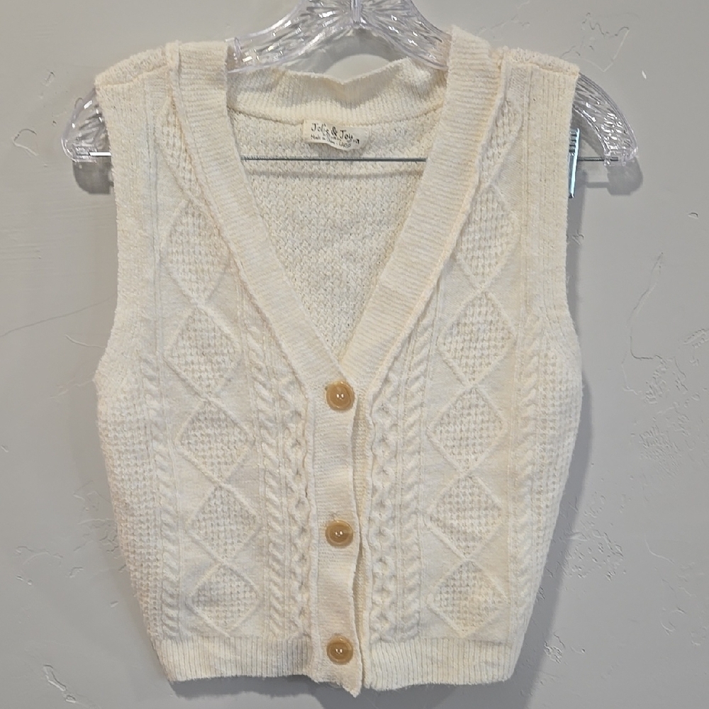 Francesca's Women's Cream Cable Knit Sweater Vest